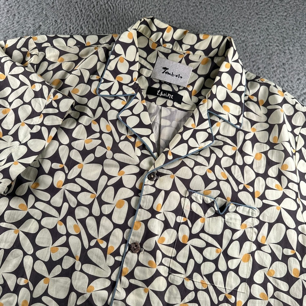 Tombolo t. heinz Shirt Mens XL Short Sleeve Button Up Camp Casual Floral Tencel